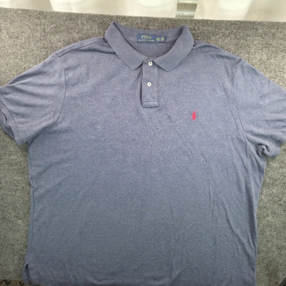 Polo Ralph Lauren Mens XXL‎ Blue Short Sleeve Cotton Jersey Polo Shirt Red Pony